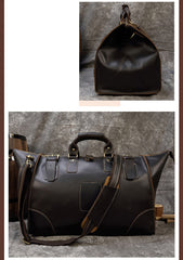 Vintage Leather Mens Large Weekender Bag Doctor Bag Style Travel Bag Duffle Bag