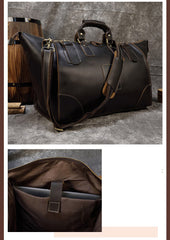 Vintage Leather Mens Large Weekender Bag Doctor Bag Style Travel Bag Duffle Bag