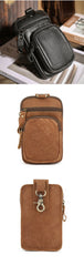 Vintage Leather Mens Phone Holster Belt Pouch Coffee Waist Pouch Belt Bags For Men