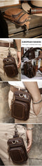 Vintage Leather Mens Phone Holster Belt Pouch Coffee Waist Pouch Belt Bags For Men