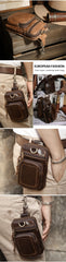 Vintage Leather Mens Phone Holster Belt Pouch Black Waist Pouch Belt Bags For Men