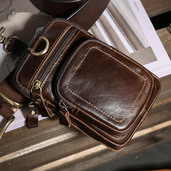 Vintage Leather Mens Phone Holster Belt Pouch Coffee Waist Pouch Belt Bags For Men