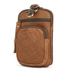 Vintage Leather Mens Phone Holster Belt Pouch Coffee Waist Pouch Belt Bags For Men