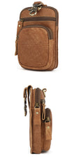 Vintage Leather Mens Phone Holster Belt Pouch Coffee Waist Pouch Belt Bags For Men
