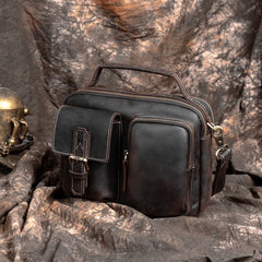 Vintage Leather Mens Side Bag Small Messenger BAG Coffee School Courier Bag FOR MEN