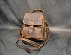 Vintage Leather Vertical Messenger Bag Ipad Small Courier Bag Postman Bag For Men