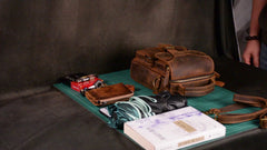 Vintage Leather Vertical Messenger Bag Ipad Small Courier Bag Postman Bag For Men