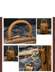 Mens Coffee Vertical Handbag - Zip Detail