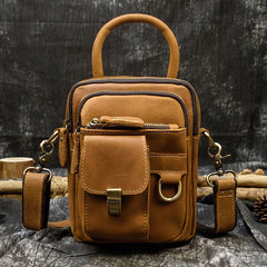 Mens Coffee Vertical Handbag - Side View