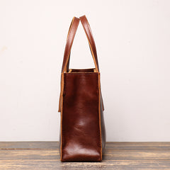Vintage Mens Womens Leather Large Brown Tote Handbag Shoulder Tote Purse Tote Bag For Men - iwalletsmen
