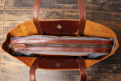 Vintage Mens Womens Leather Large Brown Tote Handbag Shoulder Tote Purse Tote Messenger Bag For Men - iwalletsmen