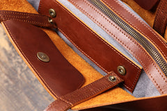 Vintage Mens Womens Leather Large Brown Tote Handbag Shoulder Tote Purse Tote Messenger Bag For Men - iwalletsmen