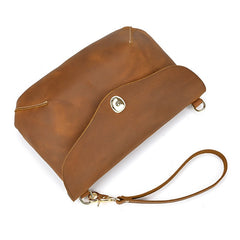 Vintage Small Leather Mens Side Bag Convertible Clutch Wristlet Shoulder Bag for Men