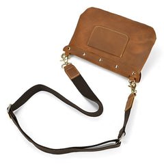 Vintage Small Leather Mens Side Bag Convertible Clutch Wristlet Shoulder Bag for Men