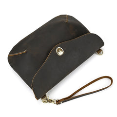 Vintage Small Leather Mens Side Bag Convertible Clutch Wristlet Shoulder Bag for Men