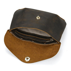 Vintage Small Leather Mens Side Bag Convertible Clutch Wristlet Shoulder Bag for Men