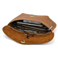 Vintage Small Leather Mens Side Bag Convertible Clutch Wristlet Shoulder Bag for Men