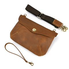 Vintage Small Leather Mens Side Bag Convertible Clutch Wristlet Shoulder Bag for Men