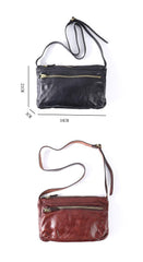 Vintage Black Leather Mens Cool Small Side Bag Messenger Bag Brown Postman Courier Bag for Men - iwalletsmen