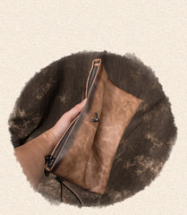 Vintage Tan MENS LEATHER SLIM ZIPPER CLUTCH WRISTLET PURSE BAG CLUTCH BAG FOR MEN - iwalletsmen