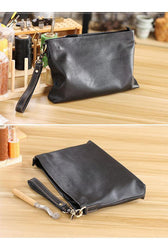 Vintage Black Soft Leather Mens Clutch Wallet Wristlet Bag Zipper Clutch Bag For Men - iwalletsmen