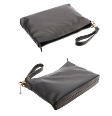 Vintage Black Soft Leather Mens Clutch Wallet Wristlet Bag Zipper Clutch Bag For Men - iwalletsmen