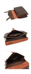 Vintage Brown Mens Leather Briefcase Work Handbag Black 14'' Computer Briefcases For Men - iwalletsmen