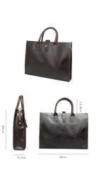 Vintage Black Mens Leather Briefcase Work Handbags Blue 14'' Computer Briefcases For Men - iwalletsmen