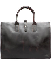 Vintage Black Mens Leather Briefcase Work Handbags Blue 14'' Computer Briefcases For Men - iwalletsmen