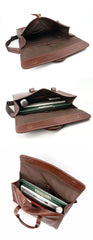 Vintage Black Mens Leather Briefcases Work Handbag Brown 14'' Computer Briefcases For Men - iwalletsmen