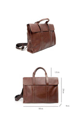 Vintage Black Mens Leather Briefcases Work Handbag Brown 14'' Computer Briefcases For Men - iwalletsmen