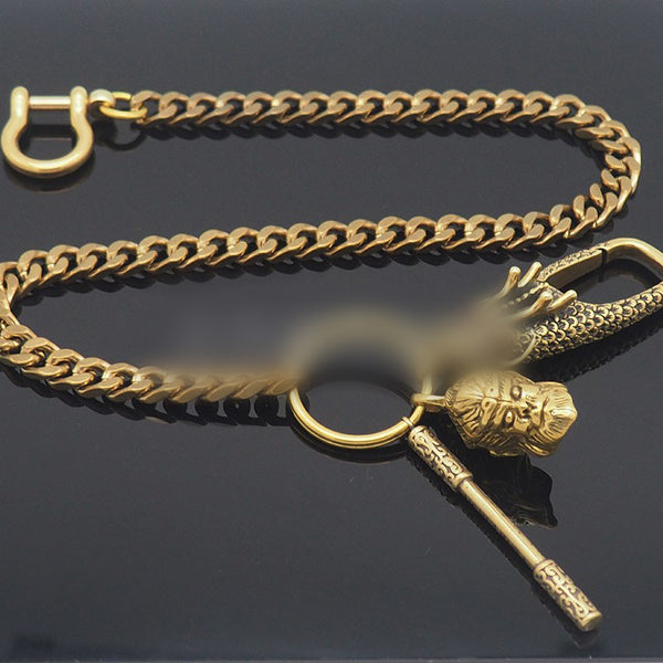 Cool Brass Chain Sun Wukong 18‘’ Key Chain Wallet Chain Pants Chain For Men - iwalletsmen