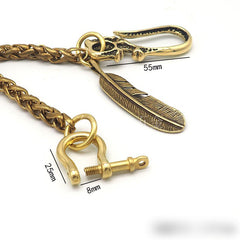 Cool Brass Skull 18'' Biker Wallet Chain Pants Chain Key Chain For Men - iwalletsmen