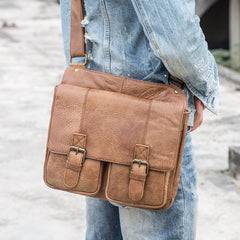Vintage Brown Cool Leather Mens Messenger Bag Shoulder Bags for Men - iwalletsmen