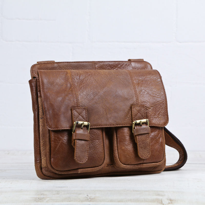 Vintage Brown Cool Leather Mens Messenger Bag Shoulder Bags for Men - iwalletsmen
