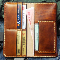 Vintage Brown Leather Bifold Mens Long Wallet Leather Long Wallets for Men - iwalletsmen