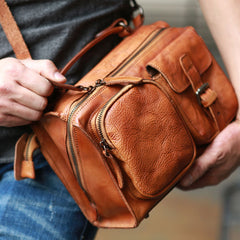 Vintage Brown Leather Mens Messenger Bag Handbag Shoulder Bag for men - iwalletsmen
