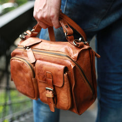 Vintage Brown Leather Mens Messenger Bag Handbag Shoulder Bag for men - iwalletsmen