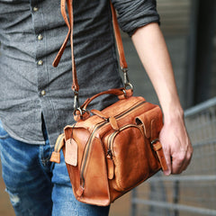 Vintage Brown Leather Mens Messenger Bag Handbag Shoulder Bag for men - iwalletsmen