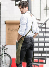 Vintage Canvas Leather Mens Womens Gray Craftsman Apron Cafe Staff Apron Work Apron for Men - iwalletsmen