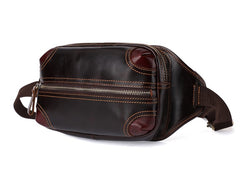 Vintage Coffee Brown LEATHER MENS FANNY PACK FOR MEN BUMBAG Vintage WAIST BAGS - iwalletsmen