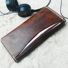 Vintage Coffee Leather Bifold Mens Long Wallet Leather Long Wallets for Men - iwalletsmen