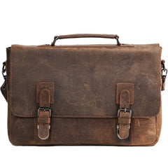 Vintage Coffee Leather Mens Briefcase Work Bag Laptop Bag Business Bag for Men - iwalletsmen