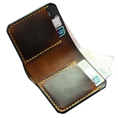 Vintage Coffee Leather Mens Slim Small Wallet Leather Bifold Wallets for Men - iwalletsmen