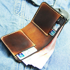 Vintage Coffee Leather Mens Slim Small Wallet Leather Bifold Wallets for Men - iwalletsmen