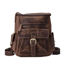 Vintage Cool Leather Mens Backpack Large Travel Bag Hiking Bag for men - iwalletsmen