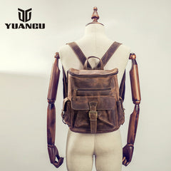 Vintage Cool Leather Mens Backpack Large Travel Bag Hiking Bag for men - iwalletsmen