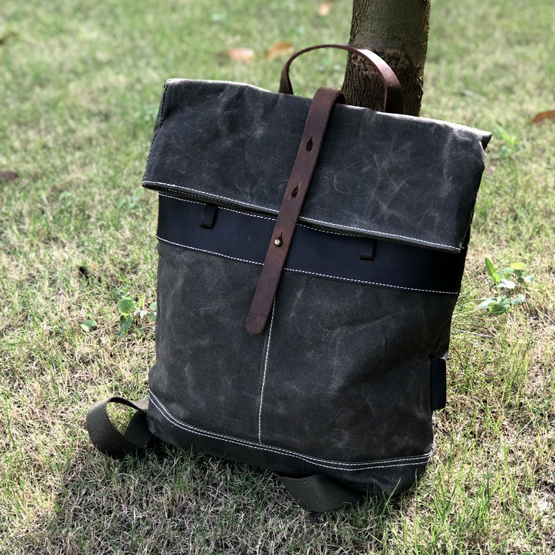 Vintage Cool Mens Waxed Canvas Backpack Canvas Backpack for Men - iwalletsmen