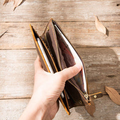 Vintage Cool Mens long Wallet Leather Wallet Long Wallet for Men - iwalletsmen