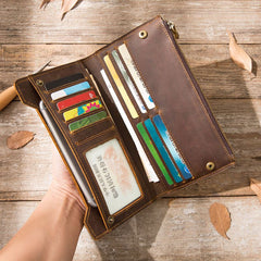Vintage Cool Mens long Wallet Leather Wallet Long Wallet for Men - iwalletsmen